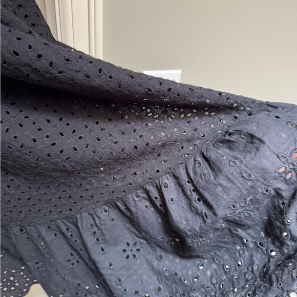 Black Smocked Eyelet Midi Dress - Picture 3 of 6